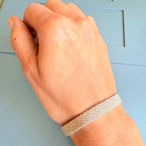 Modern Mesh Reflexion Somerset 7.5mm Link Chain Sterling Silver Bracelet Vintage - Picture 2 of 9